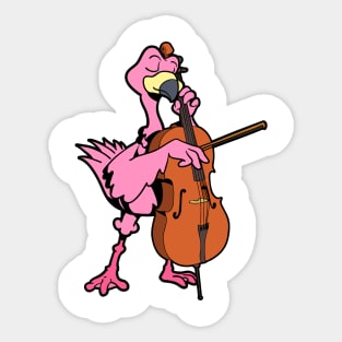 Comic Flamingo spielt Cello Sticker